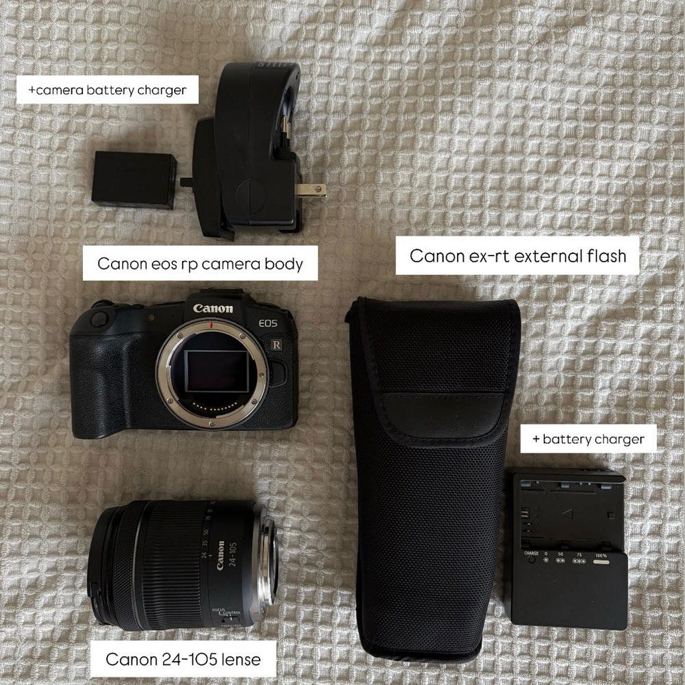Canon EOS RP Mirrorless Camera with 24-105mm Lens & External Flash Kit - Black